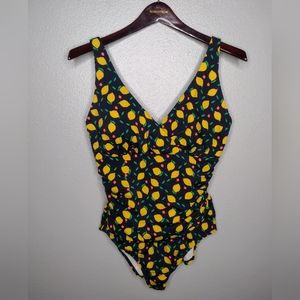 Boden Women’s Lemon Print  One Piece Swimsuit 12 Swim Swimwear Padded A10